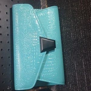 Turquoise Snakeskin Clutch Purse